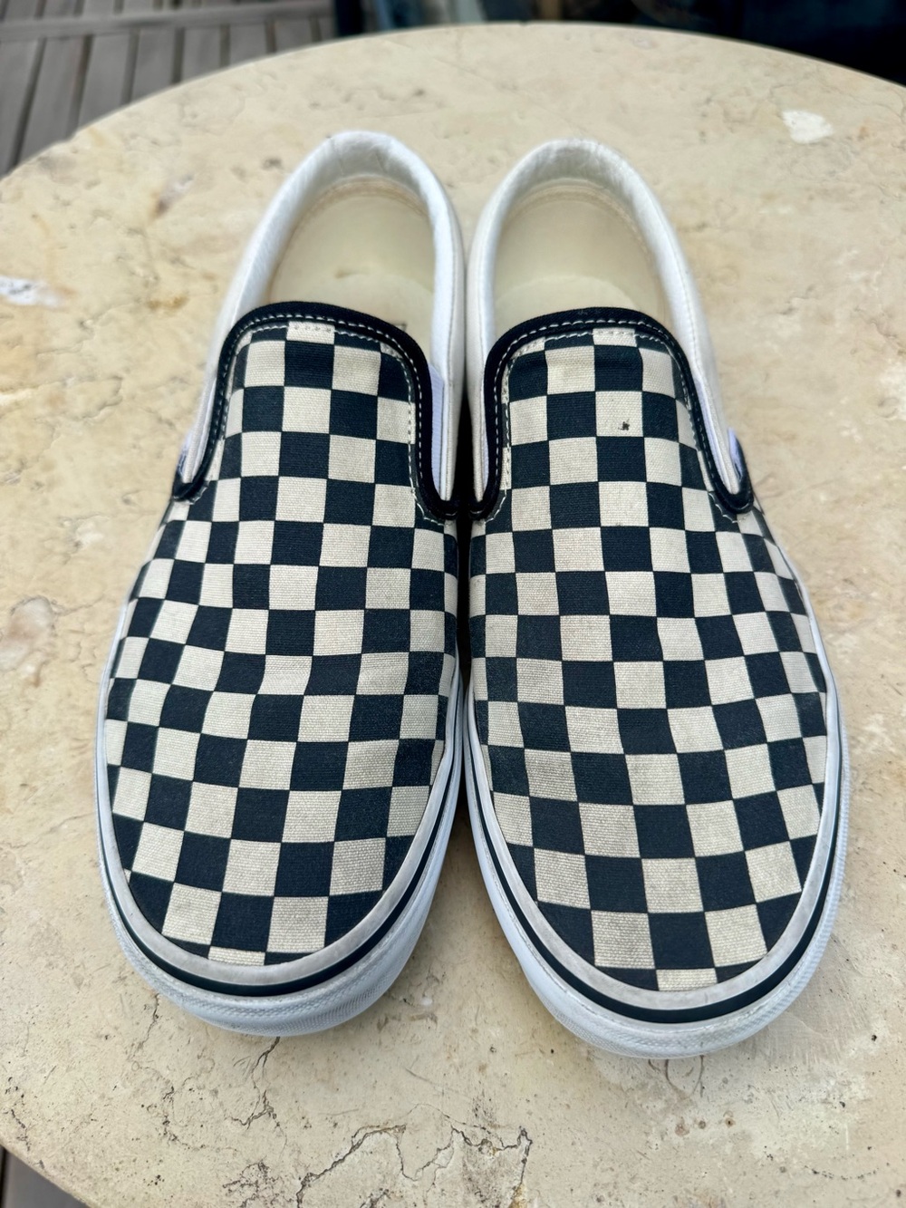 Vans Classic Checkerboard Slip On Sneakers Black White Size Men’s 9 Women’s 10.5